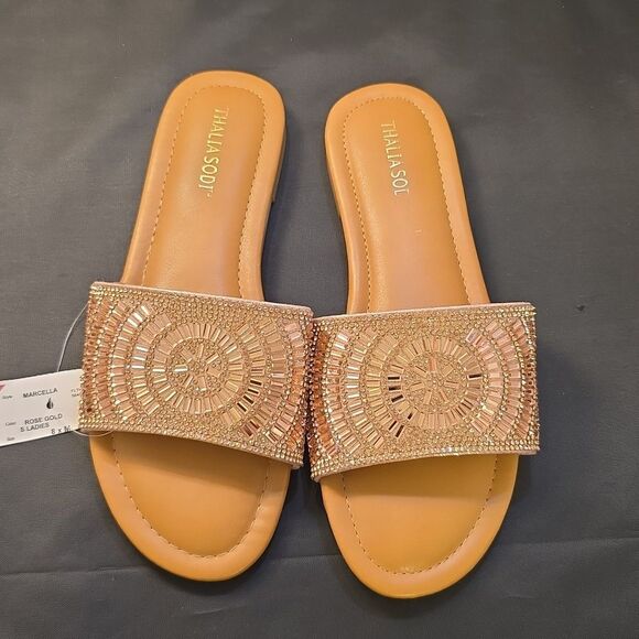 BRAND NEW THALIA SODI RHINESTONE EMBELLISHEDE WOMEN'S SLIDER G1 - Picture 3 of 16